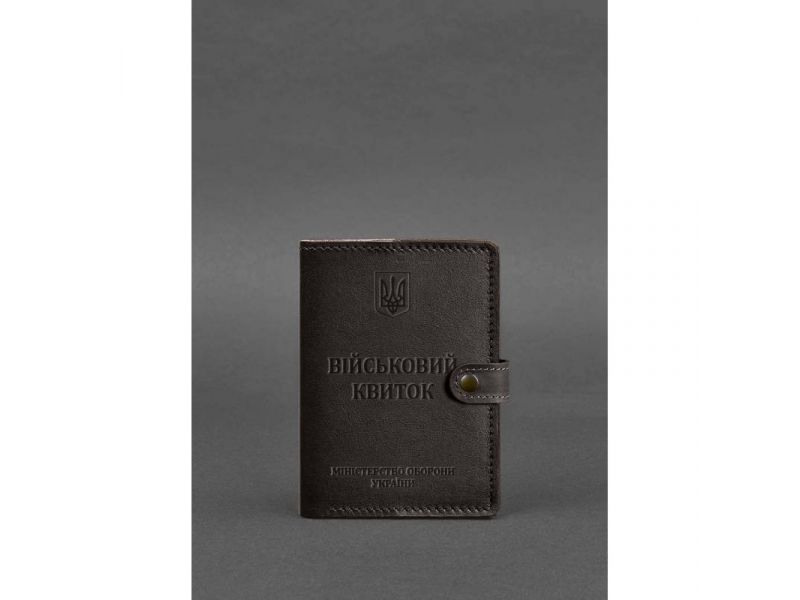 Кожаная обложка-портмоне для военного билета 15.0 темно-коричневая, фото 1