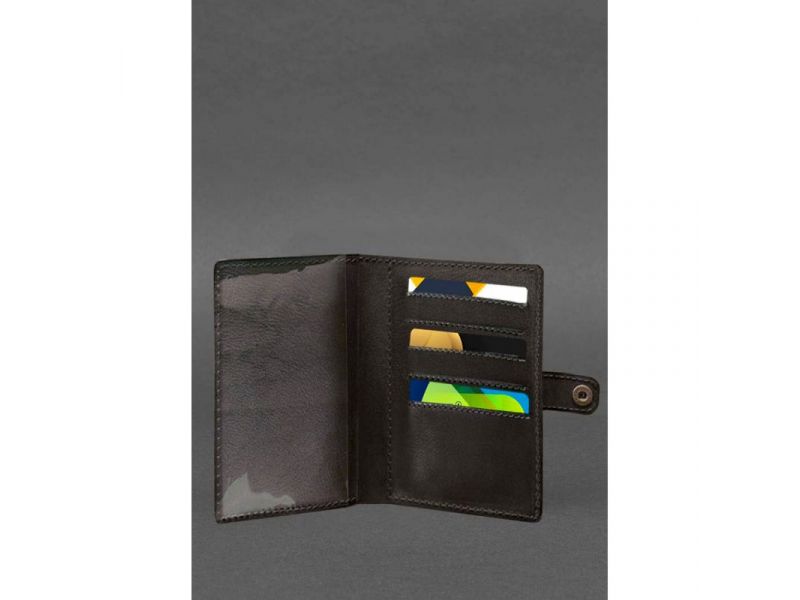 Кожаная обложка-портмоне для военного билета 15.0 темно-коричневая, фото 3