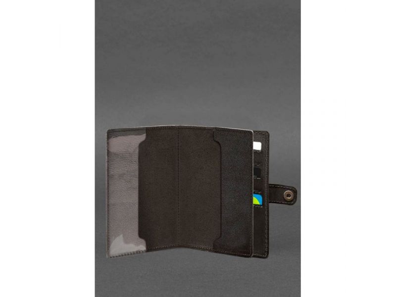 Кожаная обложка-портмоне для военного билета 15.0 темно-коричневая, фото 2