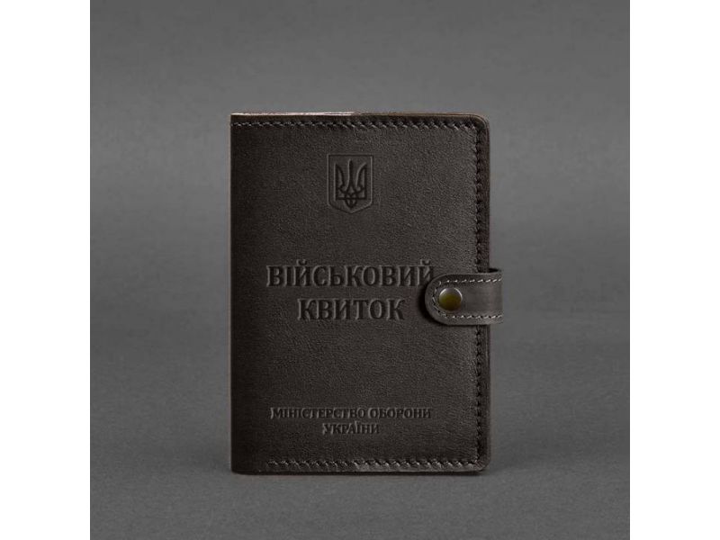Кожаная обложка-портмоне для военного билета 15.0 темно-коричневая, фото 4