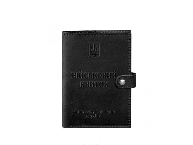 Кожаная обложка-портмоне для военного билета 15.0 черная Crazy Horse, фото 5