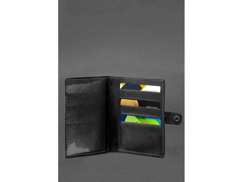 Кожаная обложка-портмоне для военного билета 15.0 Черная, фото 3