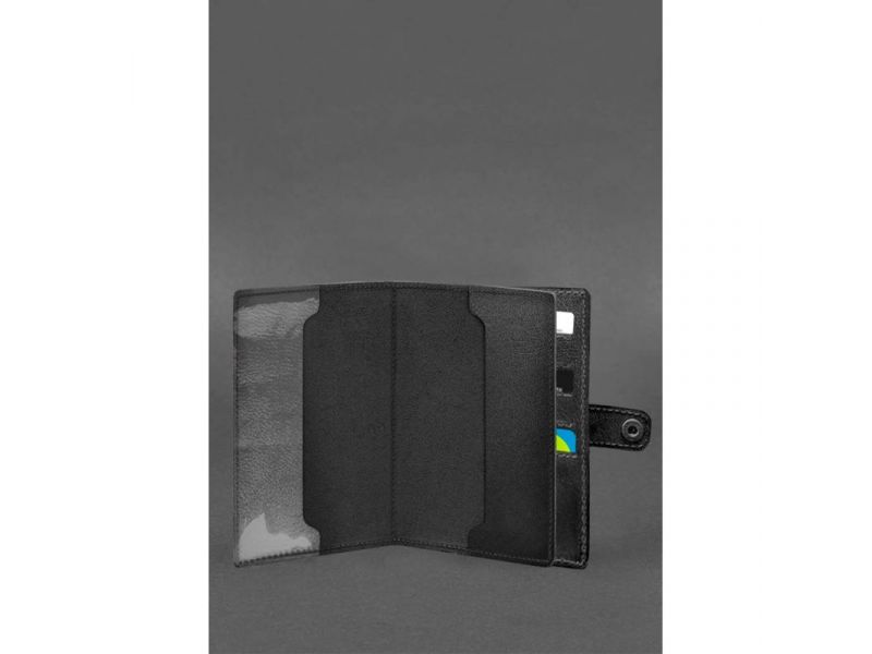 Кожаная обложка-портмоне для военного билета 15.0 Черная, фото 2