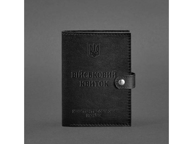 Кожаная обложка-портмоне для военного билета 15.0 Черная, фото 4