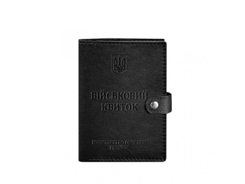 Кожаная обложка-портмоне для военного билета 15.0 Черная, фото 5
