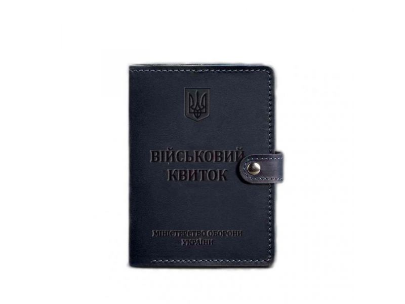 Кожаная обложка-портмоне для военного билета 15.0 темно-синяя Crazy Horse, фото 5