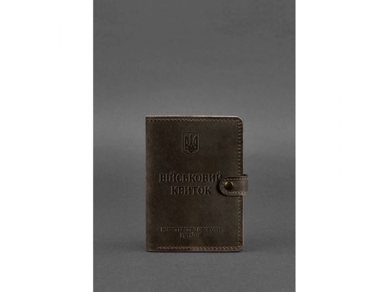Кожаная обложка-портмоне для военного билета 15.0 темно-коричневый Crazy Horse, фото 1