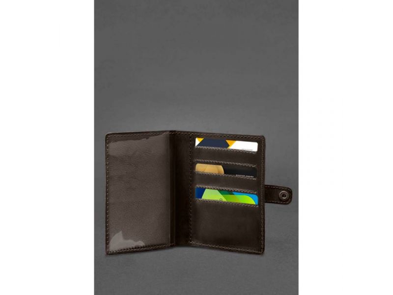 Кожаная обложка-портмоне для военного билета 15.0 темно-коричневый Crazy Horse, фото 3