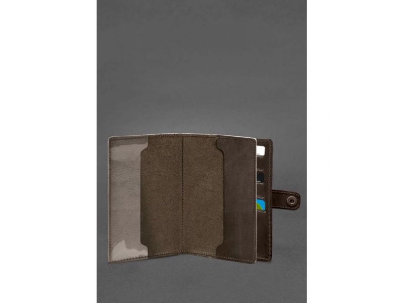 Кожаная обложка-портмоне для военного билета 15.0 темно-коричневый Crazy Horse, фото 2