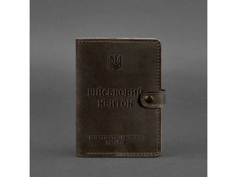 Кожаная обложка-портмоне для военного билета 15.0 темно-коричневый Crazy Horse, фото 4
