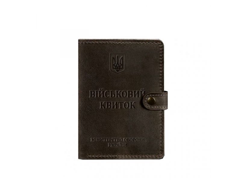 Кожаная обложка-портмоне для военного билета 15.0 темно-коричневый Crazy Horse, фото 5