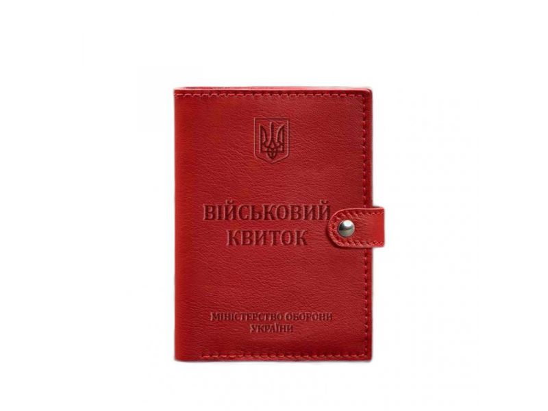 Кожаная обложка-портмоне для военного билета 15.0 красная, фото 5