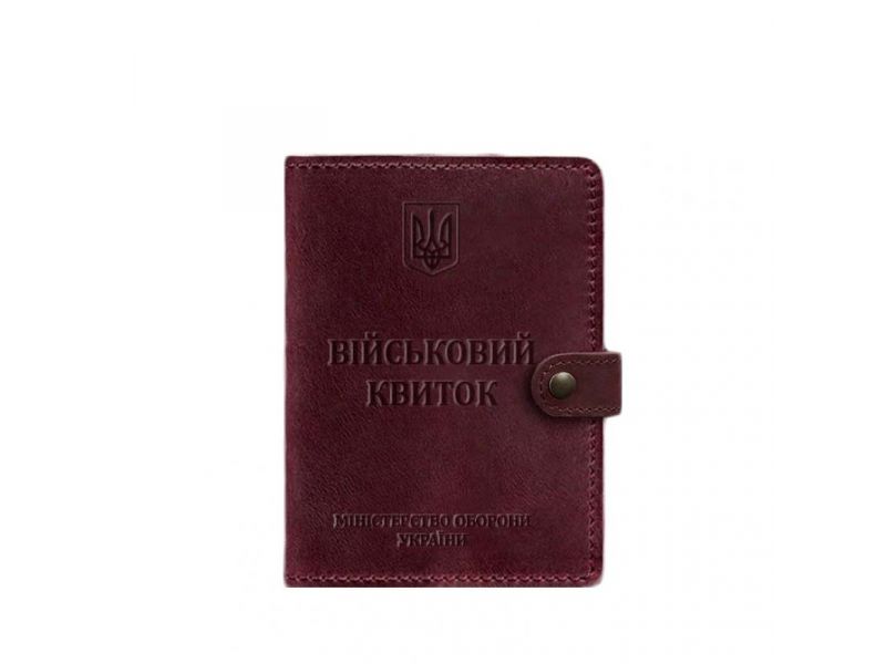 Кожаная обложка-портмоне для военного билета 15.0 бордовая Crazy Horse, фото 5