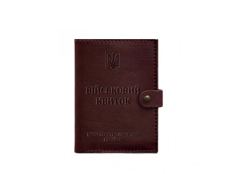 Кожаная обложка-портмоне для военного билета 15.0 бордовая, фото 5