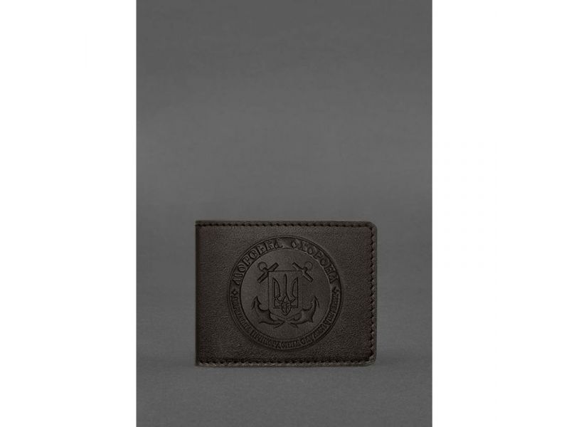 Кожаная обложка на удостоверение Морской охраны темно-коричневая, фото 1