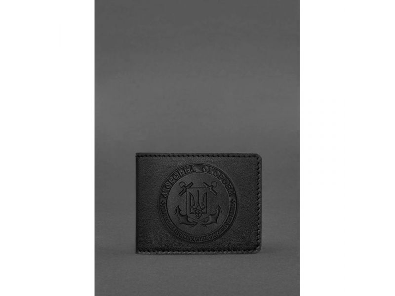 Кожаная обложка на удостоверение Морской охраны Черная, фото 1