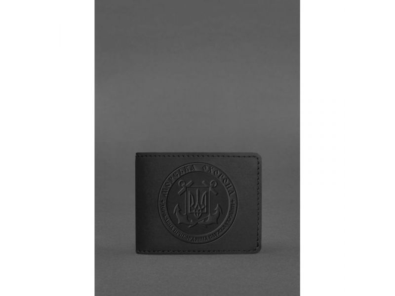 Кожаная обложка на удостоверение Морской охраны черная Crazy Horse, фото 1