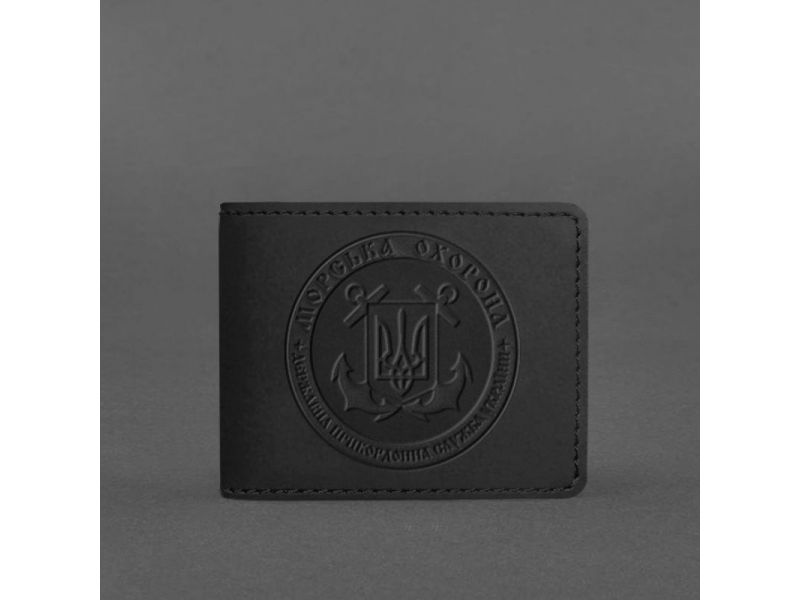 Кожаная обложка на удостоверение Морской охраны черная Crazy Horse, фото 4