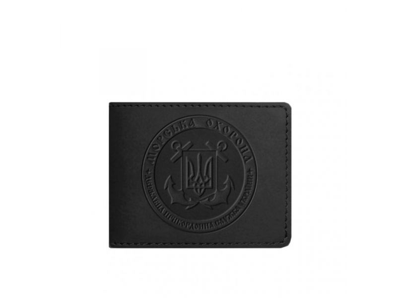 Кожаная обложка на удостоверение Морской охраны черная Crazy Horse, фото 5