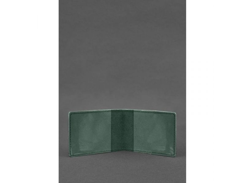 Кожаная обложка на удостоверение Морской охраны зеленая Crazy Horse, фото 2