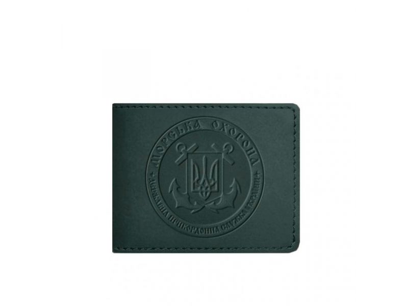 Кожаная обложка на удостоверение Морской охраны зеленая Crazy Horse, фото 5
