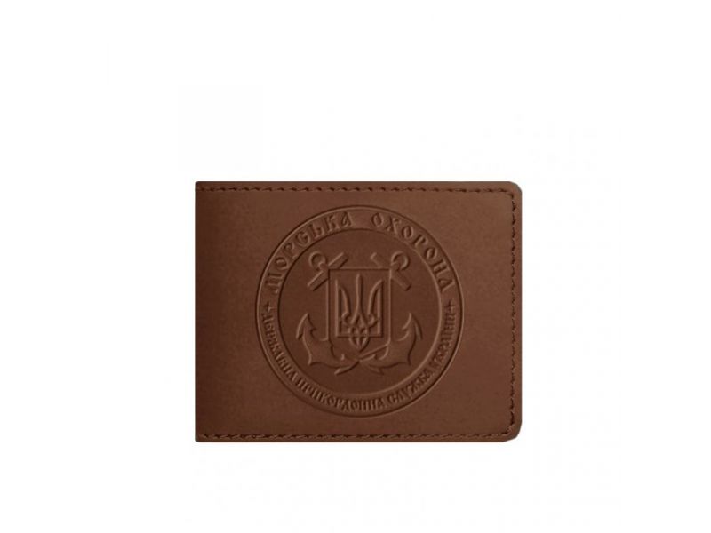 Кожаная обложка на удостоверение Морской охраны светло-коричневая Crazy Horse, фото 5
