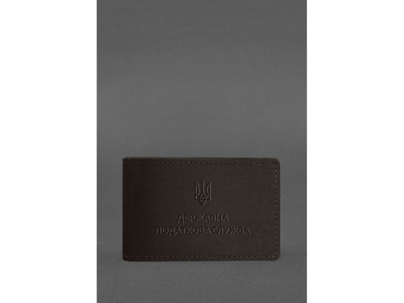 Кожаная обложка на удостоверение Государственной налоговой службы темно-коричневая, фото 1