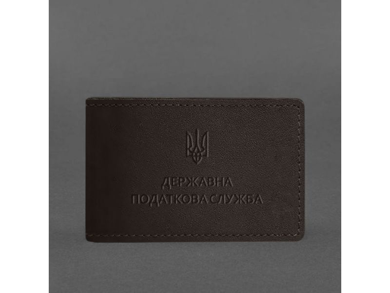 Кожаная обложка на удостоверение Государственной налоговой службы темно-коричневая, фото 4