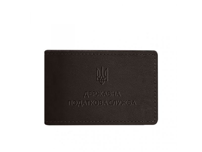 Кожаная обложка на удостоверение Государственной налоговой службы темно-коричневая, фото 5