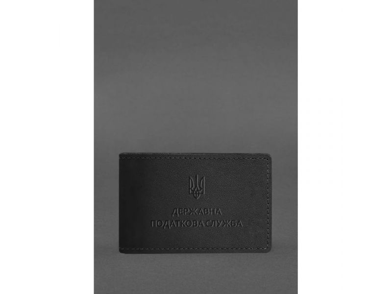 Кожаная обложка на удостоверение Государственной налоговой службы Черная, фото 1