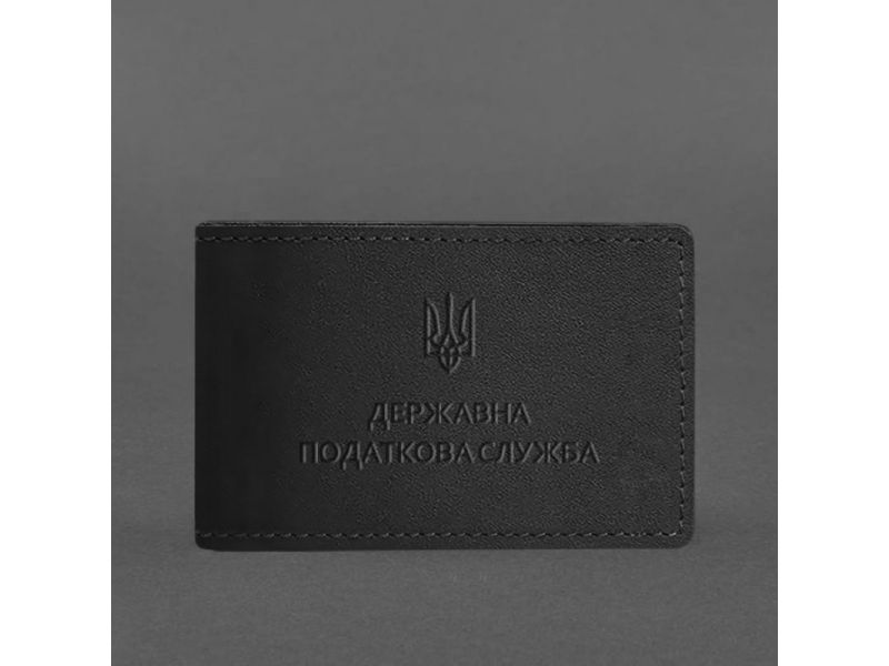 Кожаная обложка на удостоверение Государственной налоговой службы Черная, фото 4
