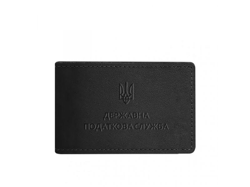 Кожаная обложка на удостоверение Государственной налоговой службы Черная, фото 5