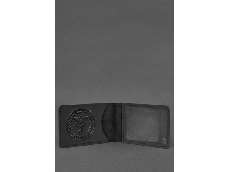 Кожаная обложка на удостоверение Государственной налоговой службы черная Crazy Horse, фото 2