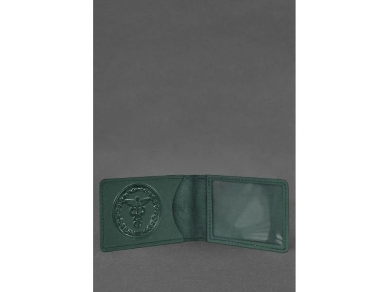 Кожаная обложка на удостоверение Государственной налоговой службы зеленая Crazy Horse, фото 2