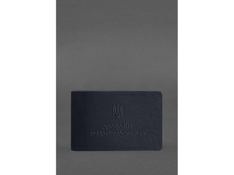 Кожаная обложка на удостоверение Государственной налоговой службы темно-синяя, фото 1