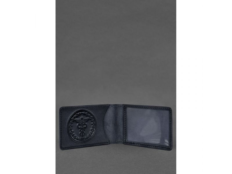 Кожаная обложка на удостоверение Государственной налоговой службы темно-синяя, фото 2