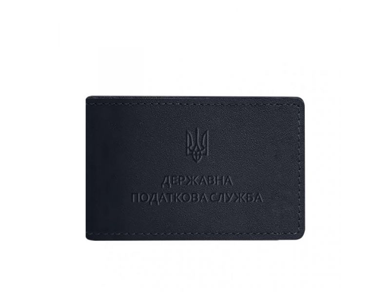 Кожаная обложка на удостоверение Государственной налоговой службы темно-синяя, фото 5