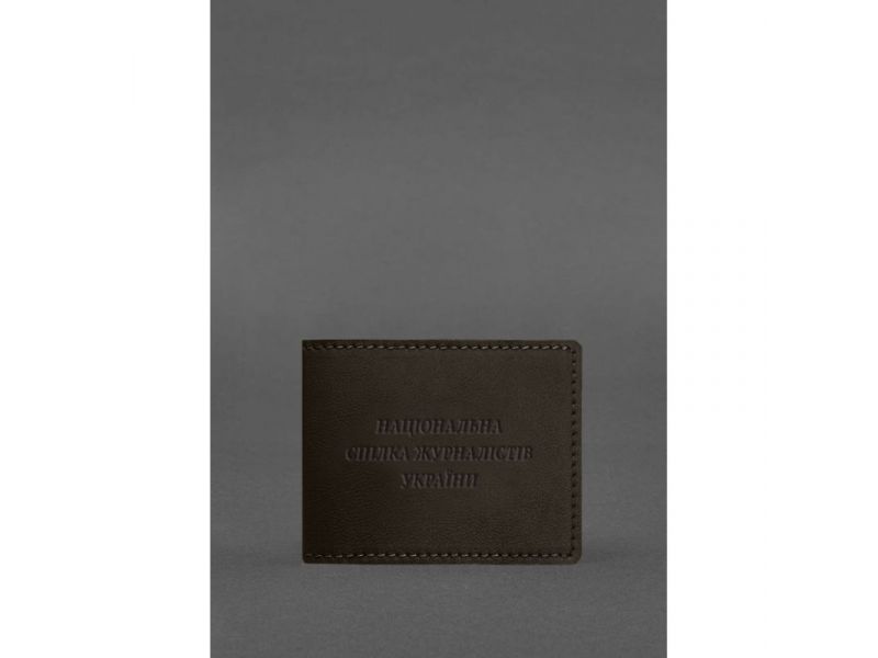 Кожаная обложка для удостоверения журналиста темно-коричневая, фото 1