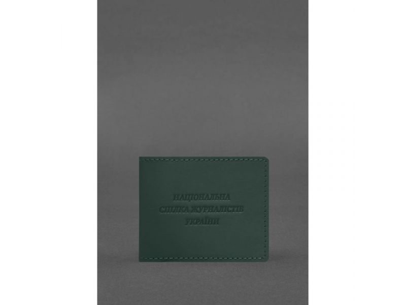 Кожаная обложка для удостоверения журналиста зеленая Crazy Horse, фото 1