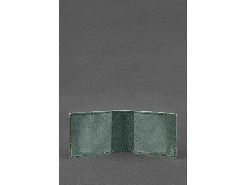 Кожаная обложка для удостоверения журналиста зеленая Crazy Horse, фото 2