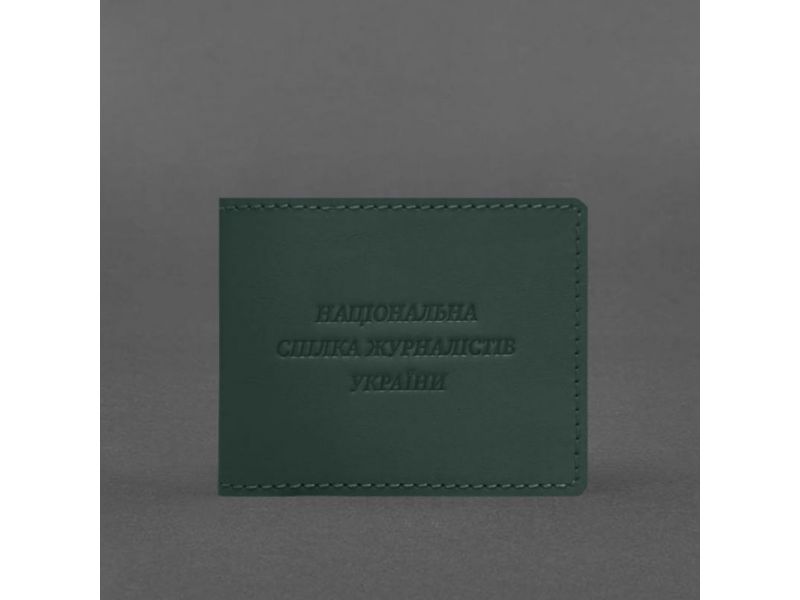 Кожаная обложка для удостоверения журналиста зеленая Crazy Horse, фото 4