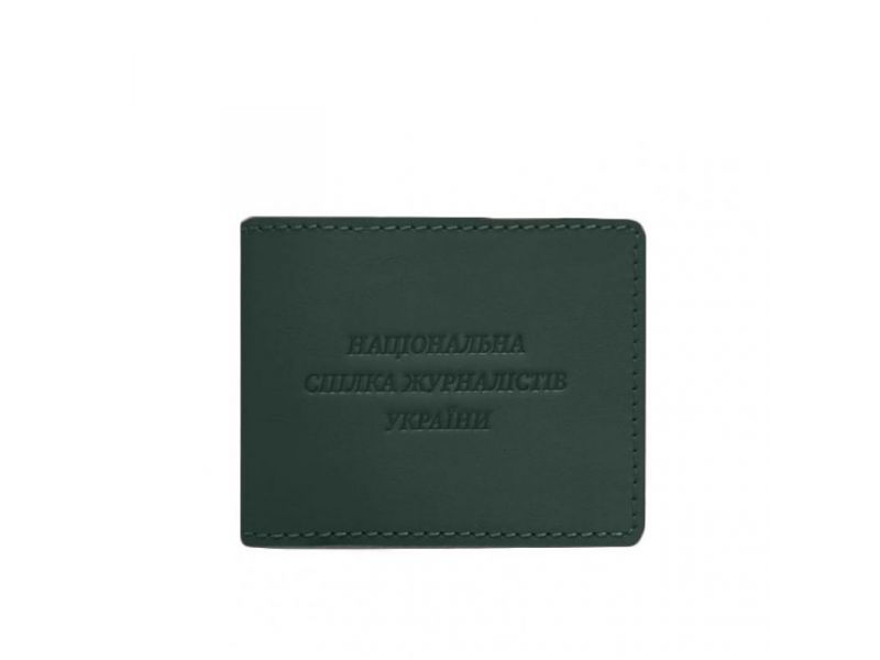 Кожаная обложка для удостоверения журналиста зеленая Crazy Horse, фото 5