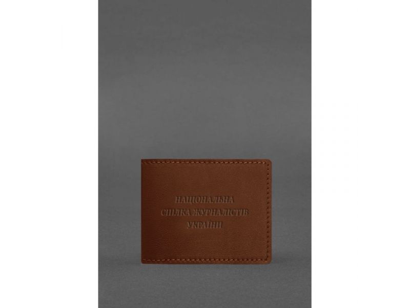 Кожаная обложка для удостоверения журналиста светло-коричневая, фото 1