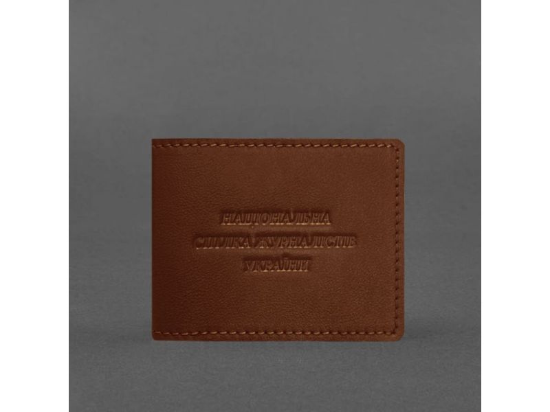 Кожаная обложка для удостоверения журналиста светло-коричневая, фото 4