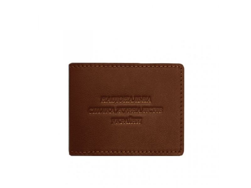 Кожаная обложка для удостоверения журналиста светло-коричневая, фото 5