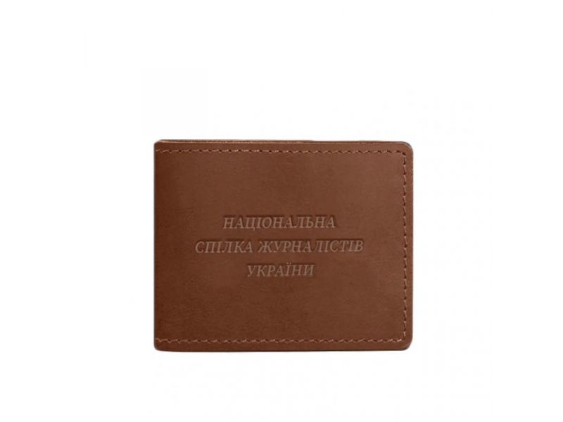 Кожаная обложка для удостоверения журналиста светло-коричневая Crazy Horse, фото 5