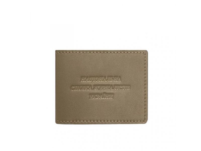 Кожаная обложка для удостоверения журналиста светло-бежевая, фото 5