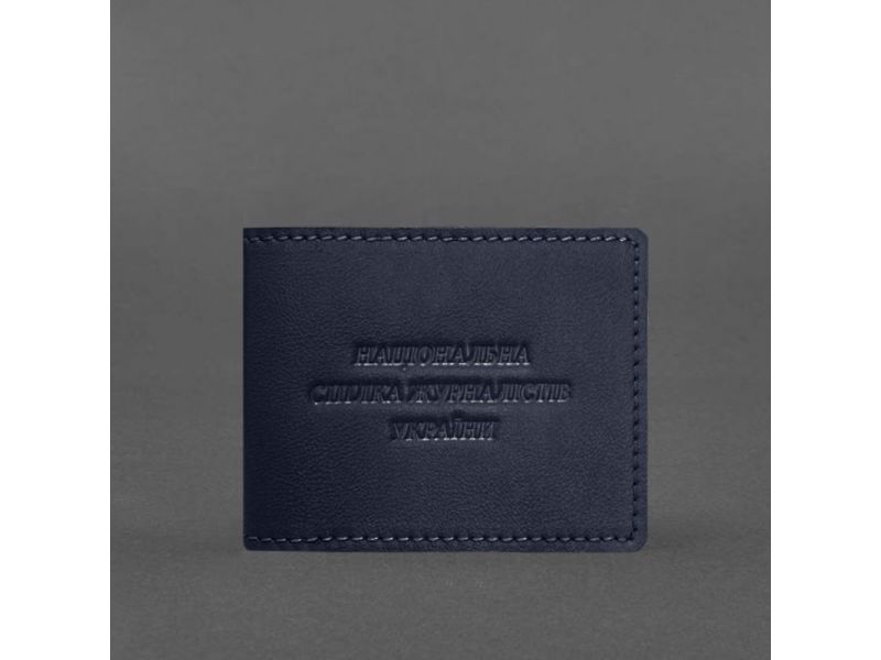 Кожаная обложка для удостоверения журналиста темно-синяя, фото 4