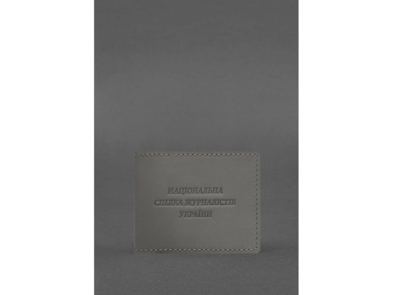 Кожаная обложка для удостоверения журналиста Серая, фото 1