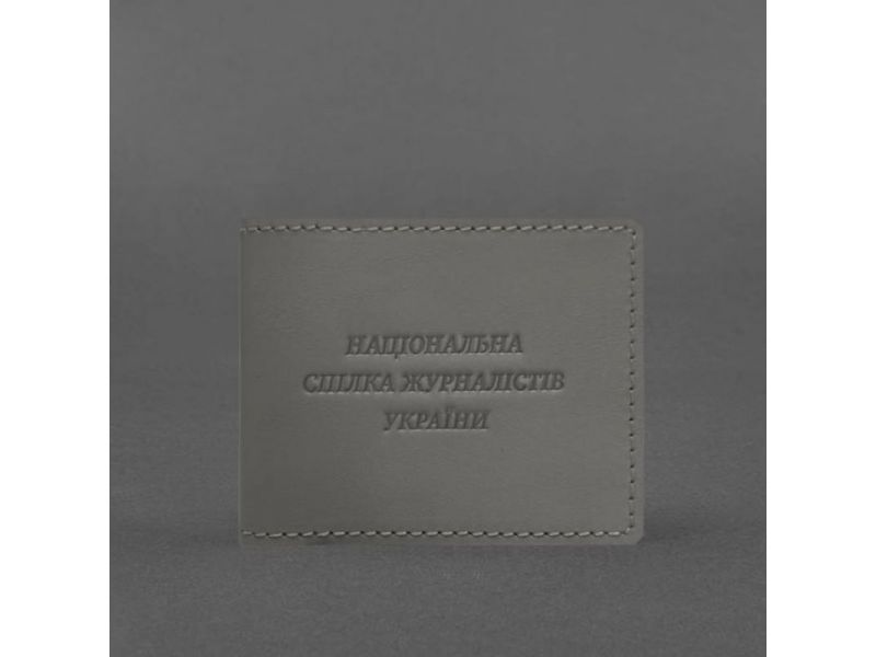 Кожаная обложка для удостоверения журналиста Серая, фото 4